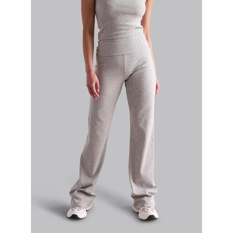 Pantalon de yoga pour femmes Côtes Poids de lumière Gris Melange