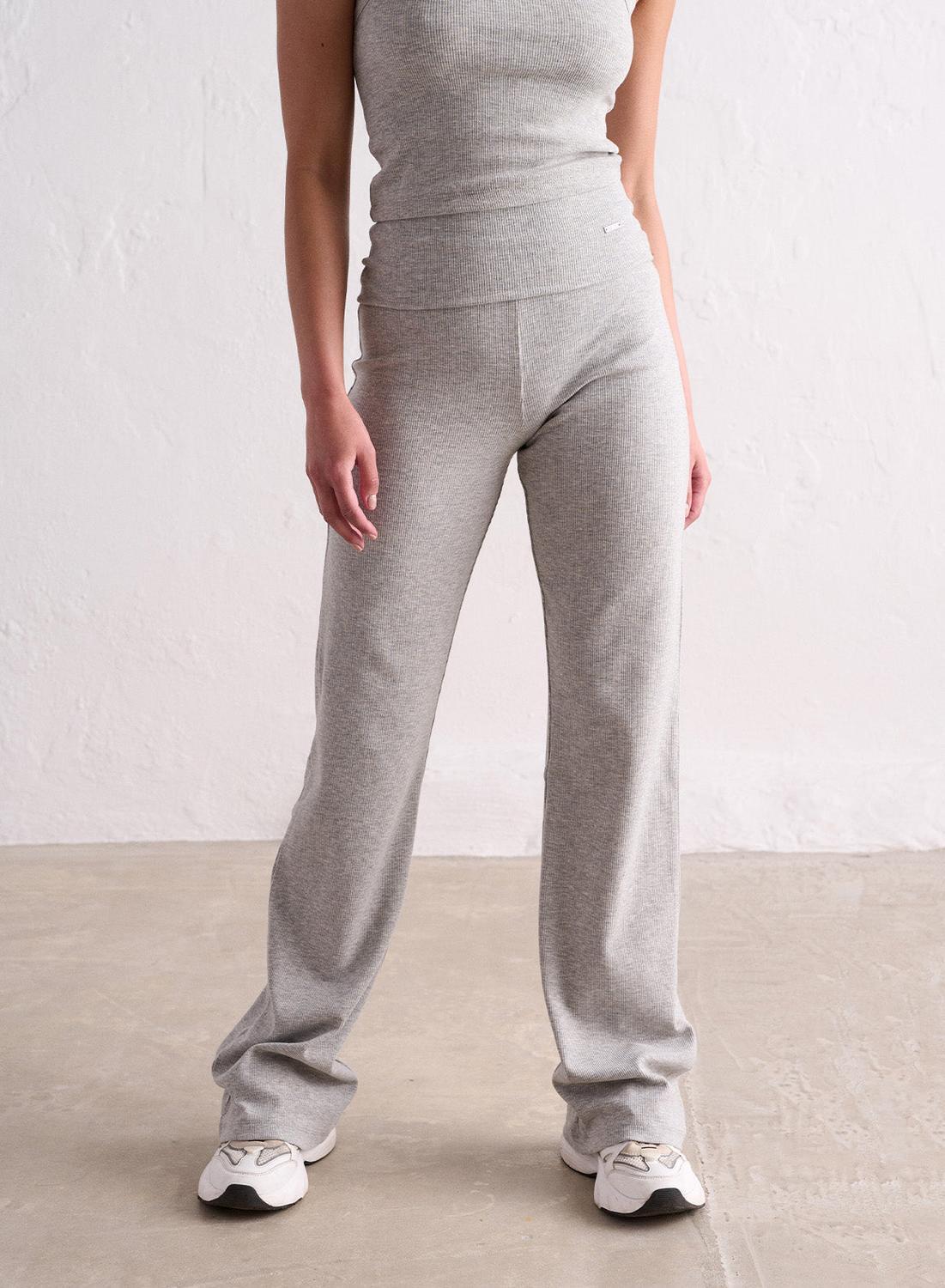 AIM'N Dames Yoga Broek Geribbelde Lichtgewicht Grijs Gemêleerd