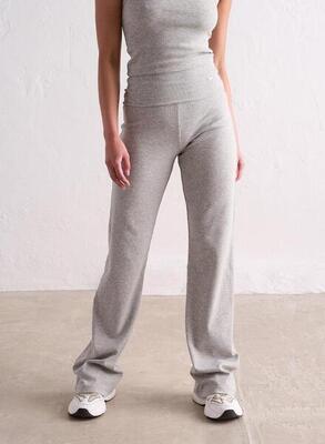 Damen Yoga Hose Gerippt Lichtgewicht Grau Melange