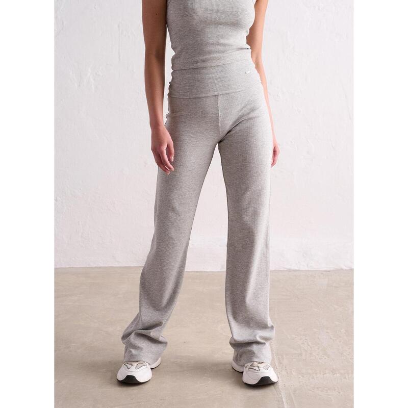 Broek Ease Geribd Yoga Dames Grijs Gemêleerd aim'n