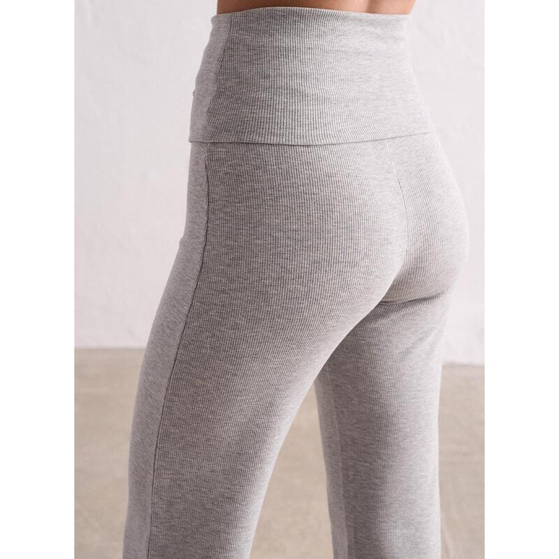 Broek Ease Geribd Yoga Dames Grijs Gemêleerd aim'n