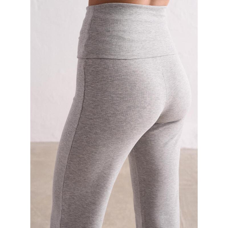 Pantalon de yoga pour femmes Côtes Poids de lumière Gris Melange