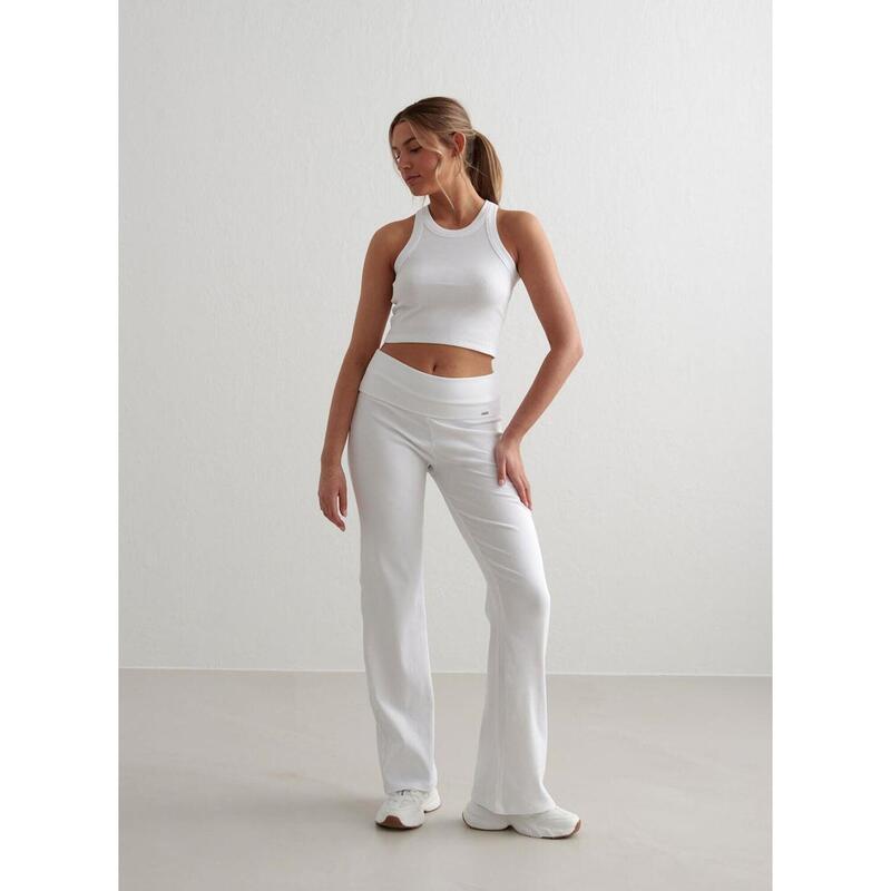 Pantalon Ease Ribbed Pants Yoga Femmes Blanc aim'n