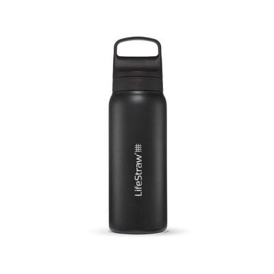 Waterfilterfles go 2.0 black rvs geïsoleerd 1 liter - zwart