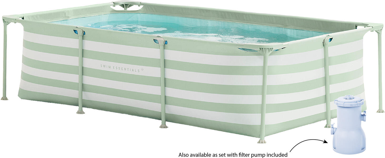 Swim Essentials | Verde/bianco a righe piscina fuori terra 260x160x65 cm 2/3
