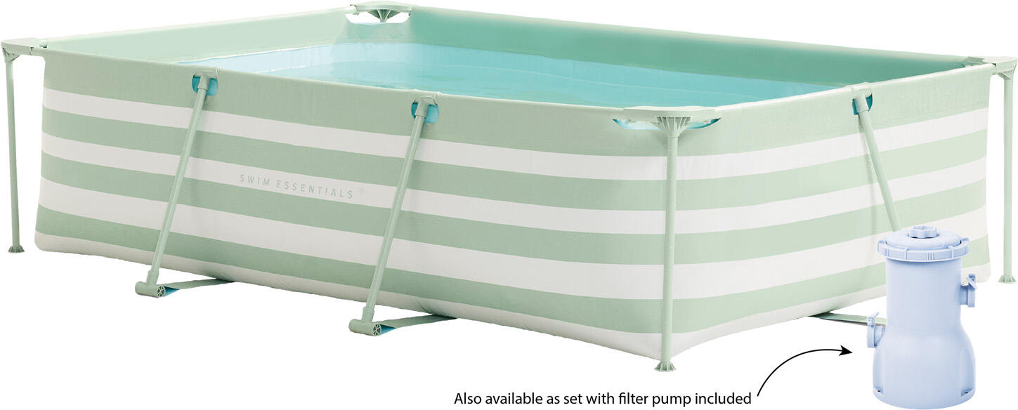 Swim Essentials | Verde/bianco a righe piscina fuori terra 300x200x75 cm 2/4