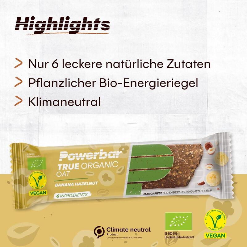 True Organic Oat 40g PowerBar Proteinriegel (Packung mit 16 Stück)