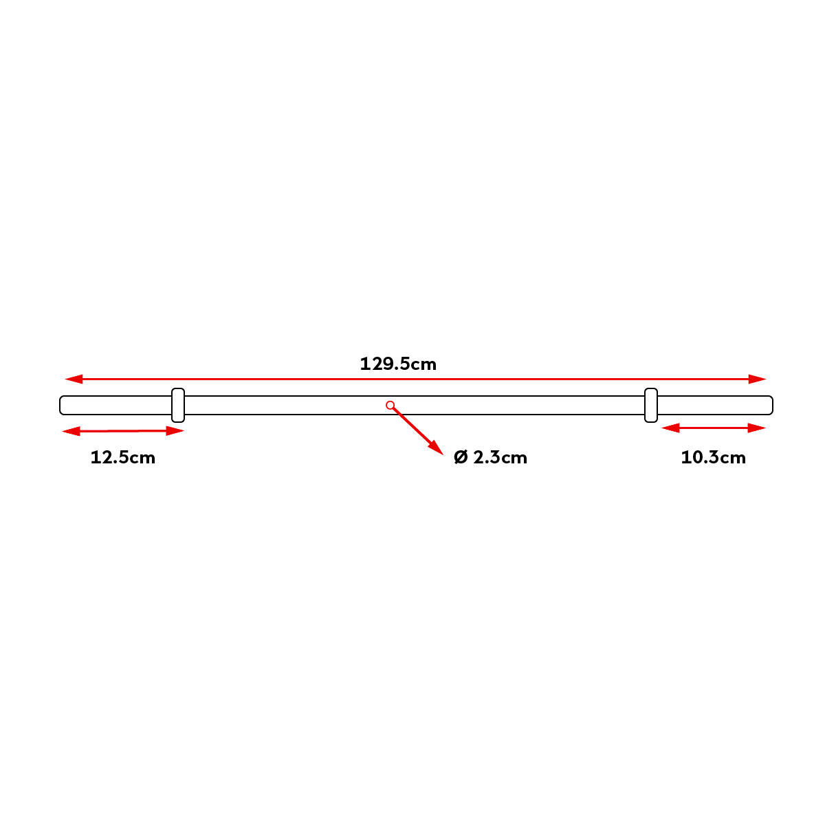Mini barre de musculation "Barbell" 130cm 2.5kg Ø 50mm + 2 stop disques 5/5