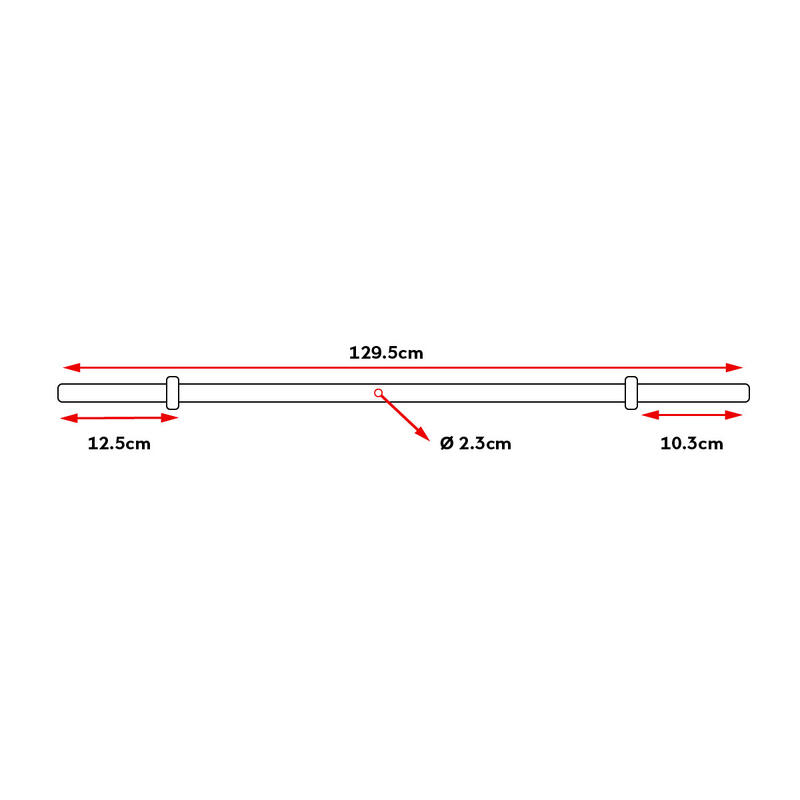 Mini barre de musculation "Barbell" 130cm en acier Ø 50mm + 2 stop disques