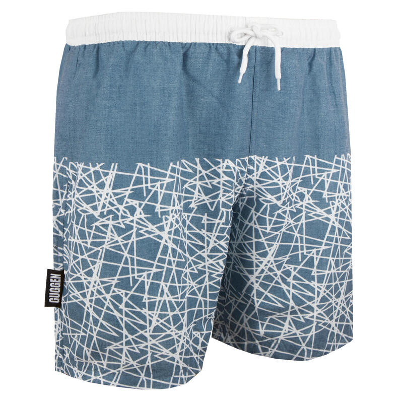 GUGGEN MOUNTAIN ZM1609 Herren Badehose kariert grau weiß Streifen