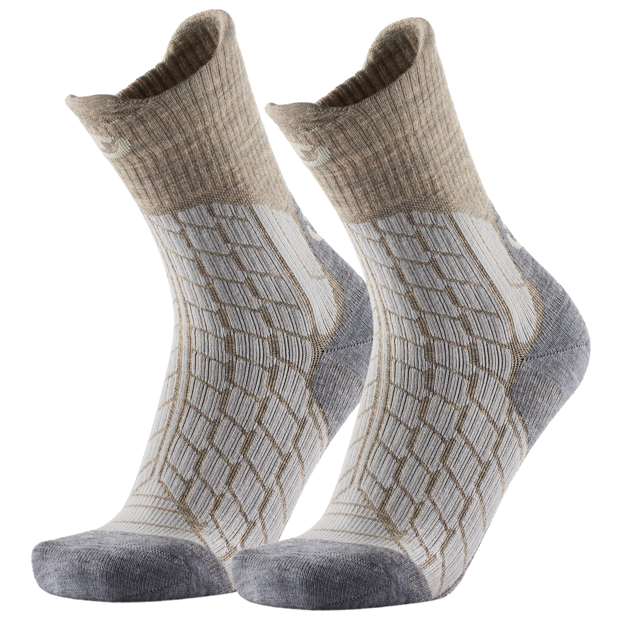 Therm-ic - Chaussettes De Randonnée Chaudes En Laine Mérino Pour Femme - Trekking Warm Lady - Chaussettes - Beige|gris - 35/38 - Decathlon