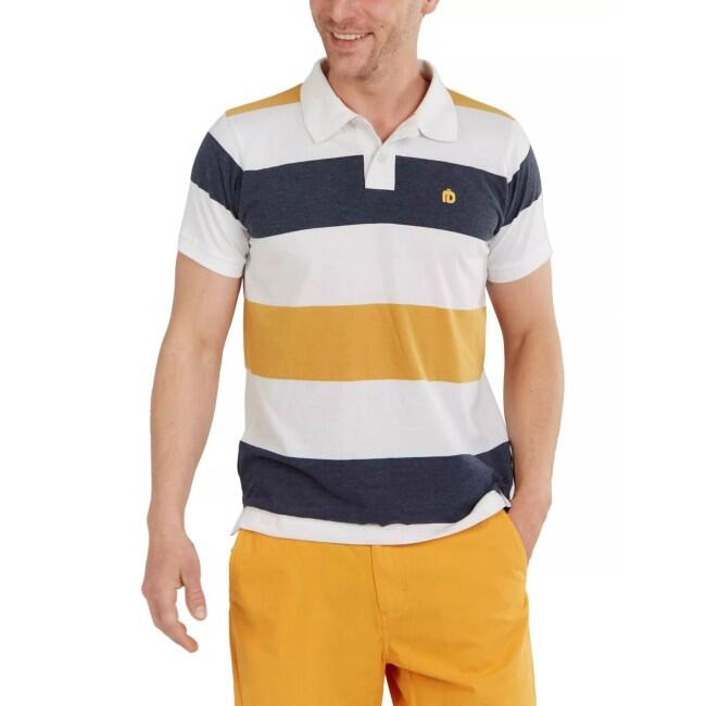 Tricou Polo FUNDANGO Incognito Stripe Poloshirt, Alb, Barbati