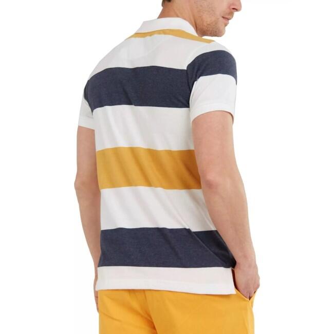 Tricou Polo FUNDANGO Incognito Stripe Poloshirt, Alb, Barbati