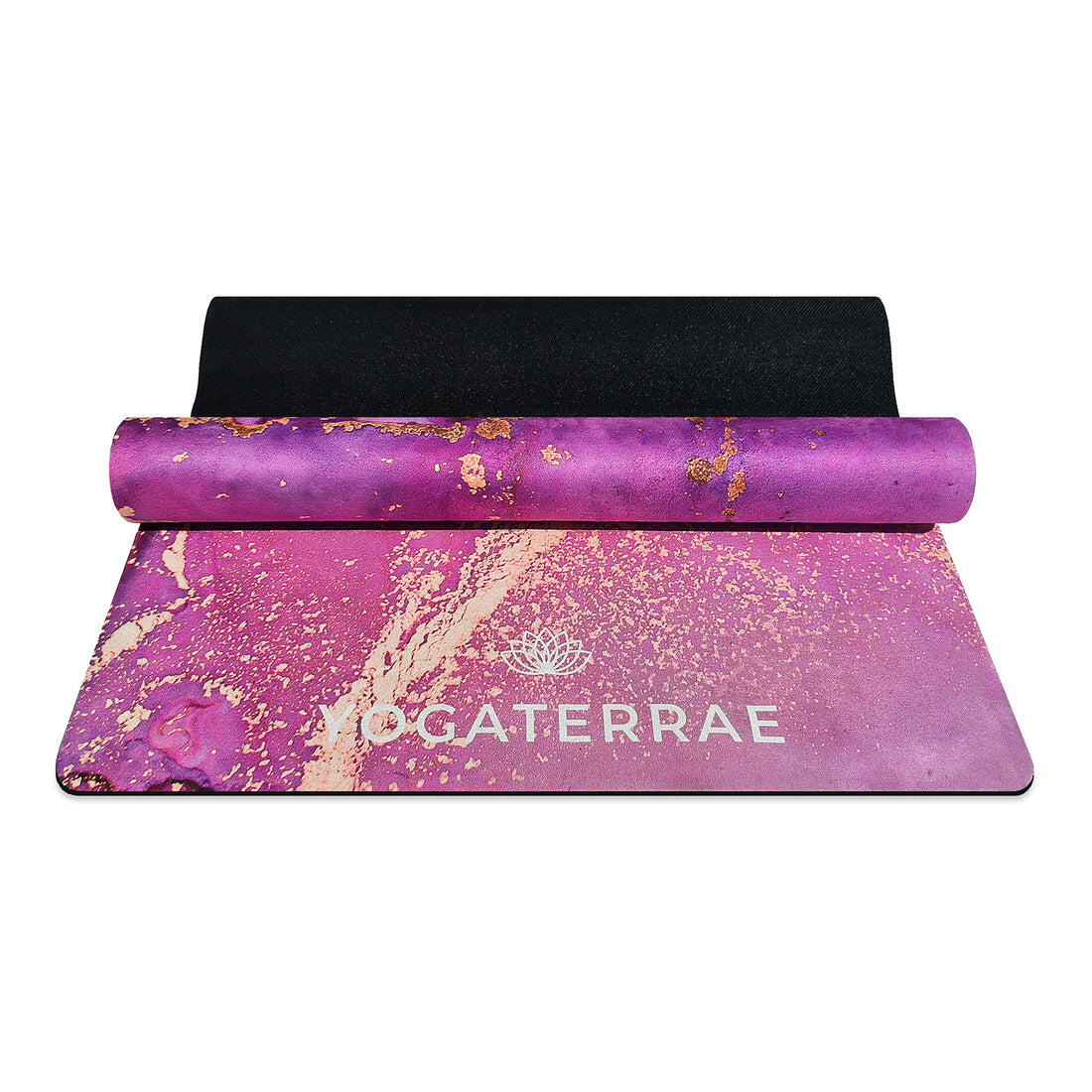 TAPIS DE YOGA ANTIDÉRAPANT CONFORT Rose Microfibre Suédé PU-Caoutchouc Lavanya 2/4