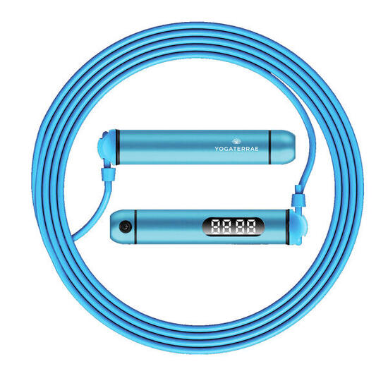 2 SETS DE CORDES À SAUTER CONNECTÉES BLEUES. COMPTEUR LED + ÉTUI EVA RANGEMENT