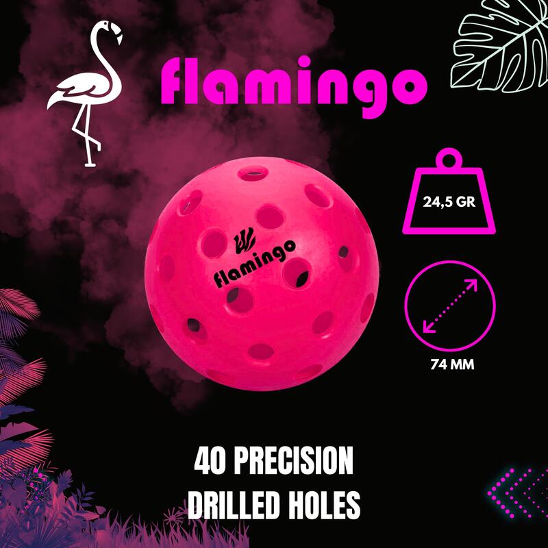 Lot de 6 balles de pickleball Zcebra FLAMINGO 40 trous