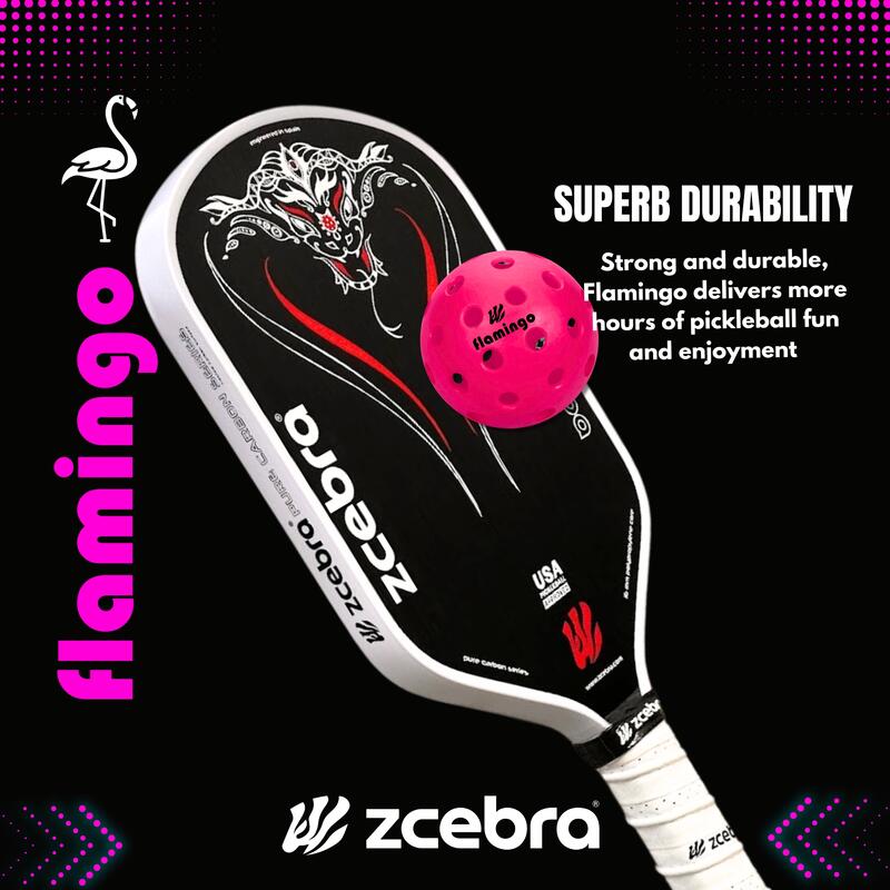 Lot de 6 balles de pickleball Zcebra FLAMINGO 40 trous