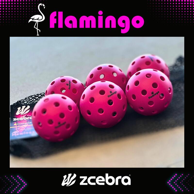 Lot de 6 balles de pickleball Zcebra FLAMINGO 40 trous