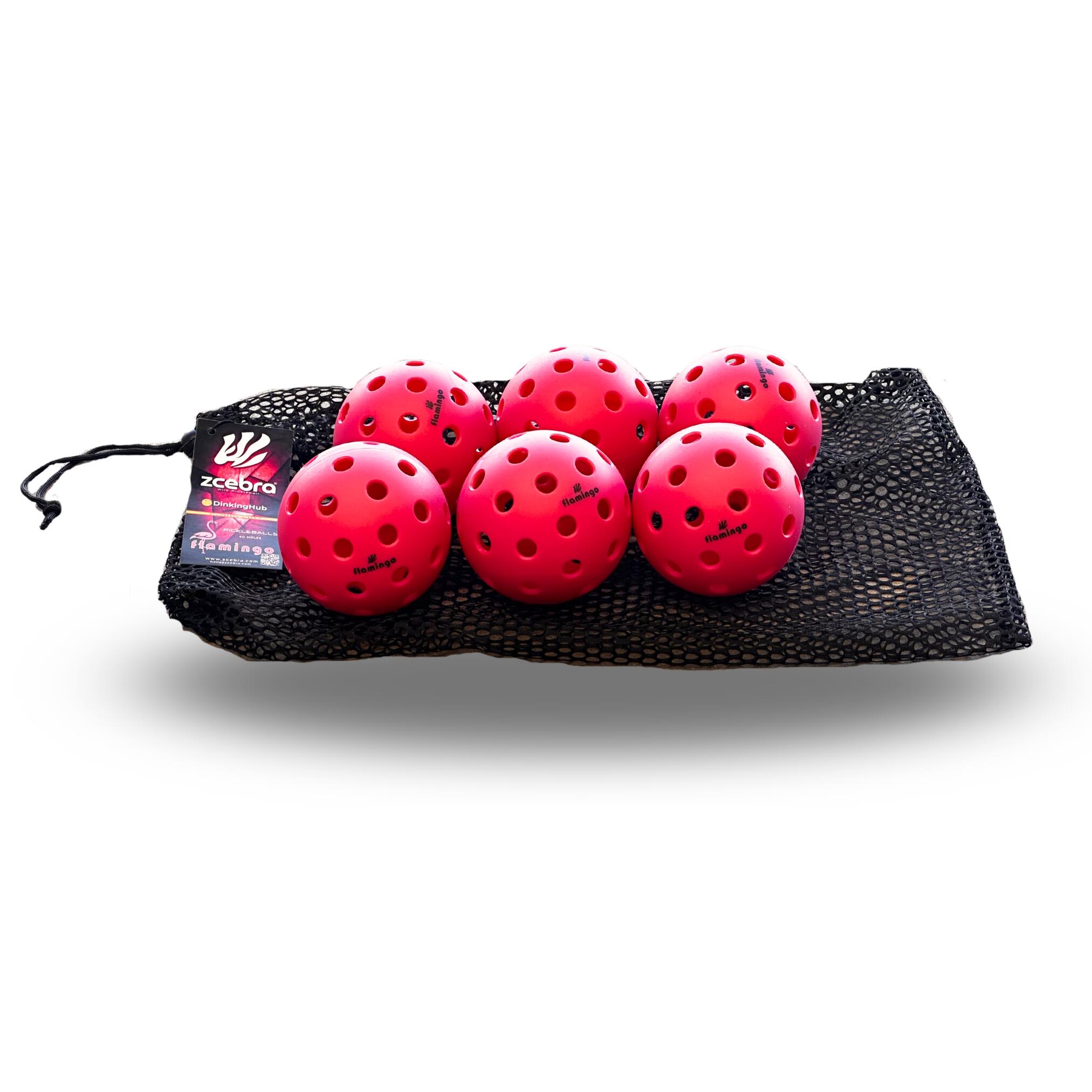 ZCEBRA Pelotas de Pickleball 40 agujeros Zcebra FLAMINGO Pack 6