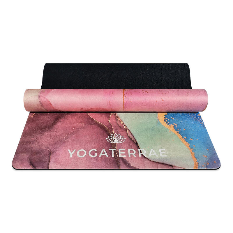 TAPIS DE YOGA ANTIDÉRAPANT CONFORT Rose Microfibre Suédé PU-Caoutchouc Svapnajal