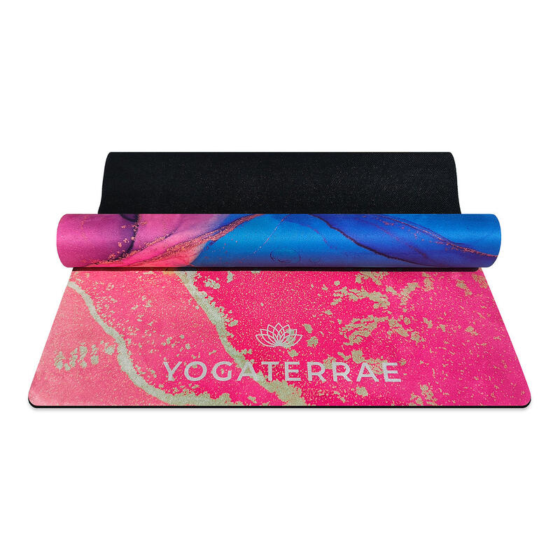 TAPIS DE YOGA ANTIDÉRAPANT CONFORT Rose Microfibre Suédé PU-Caoutchouc Aravinda