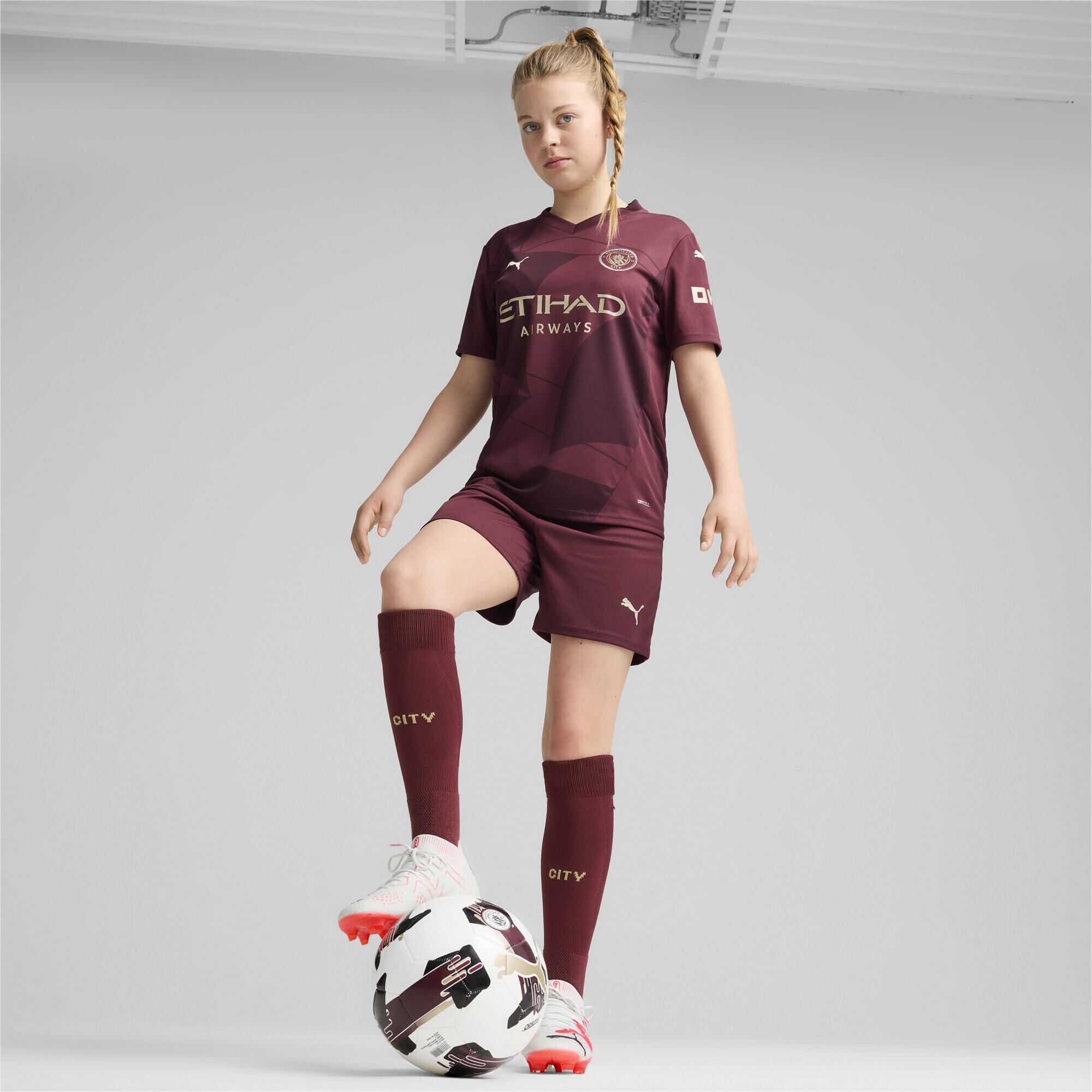 Maillot Third 24/25 Manchester City Enfant et Adolescent PUMA Dark Jasper Red 4/7