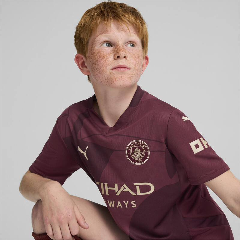 Manchester City 24/25 al treilea tricou pentru tineret PUMA Dark Jasper Red