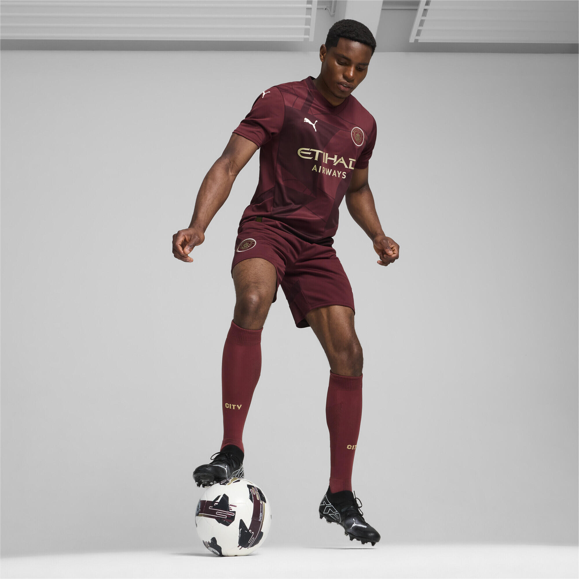 Manchester City 24/25 derde voetbalshirt voor heren PUMA Dark Jasper Red 4/7