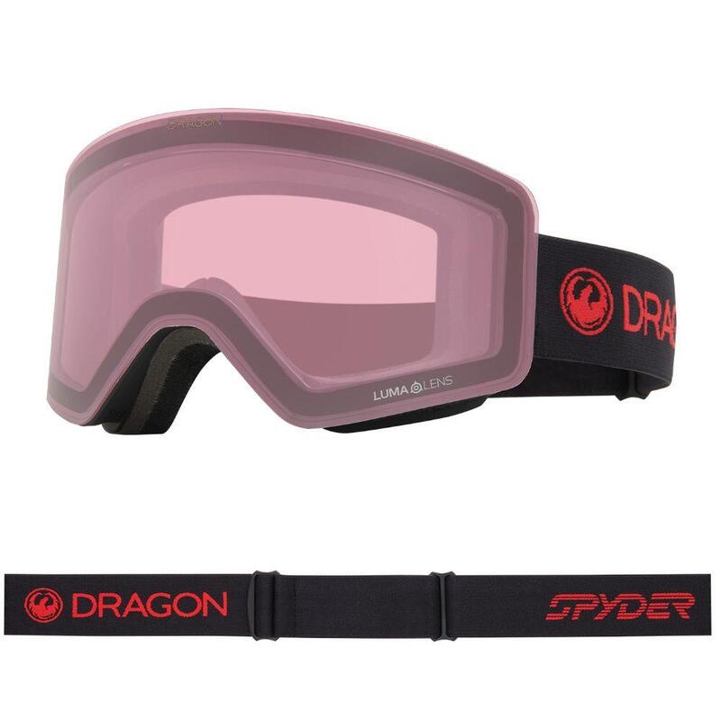 R1 OTG Unisex Skibril - Black Red Spyder /LL Red Ionized & LL Light Rose