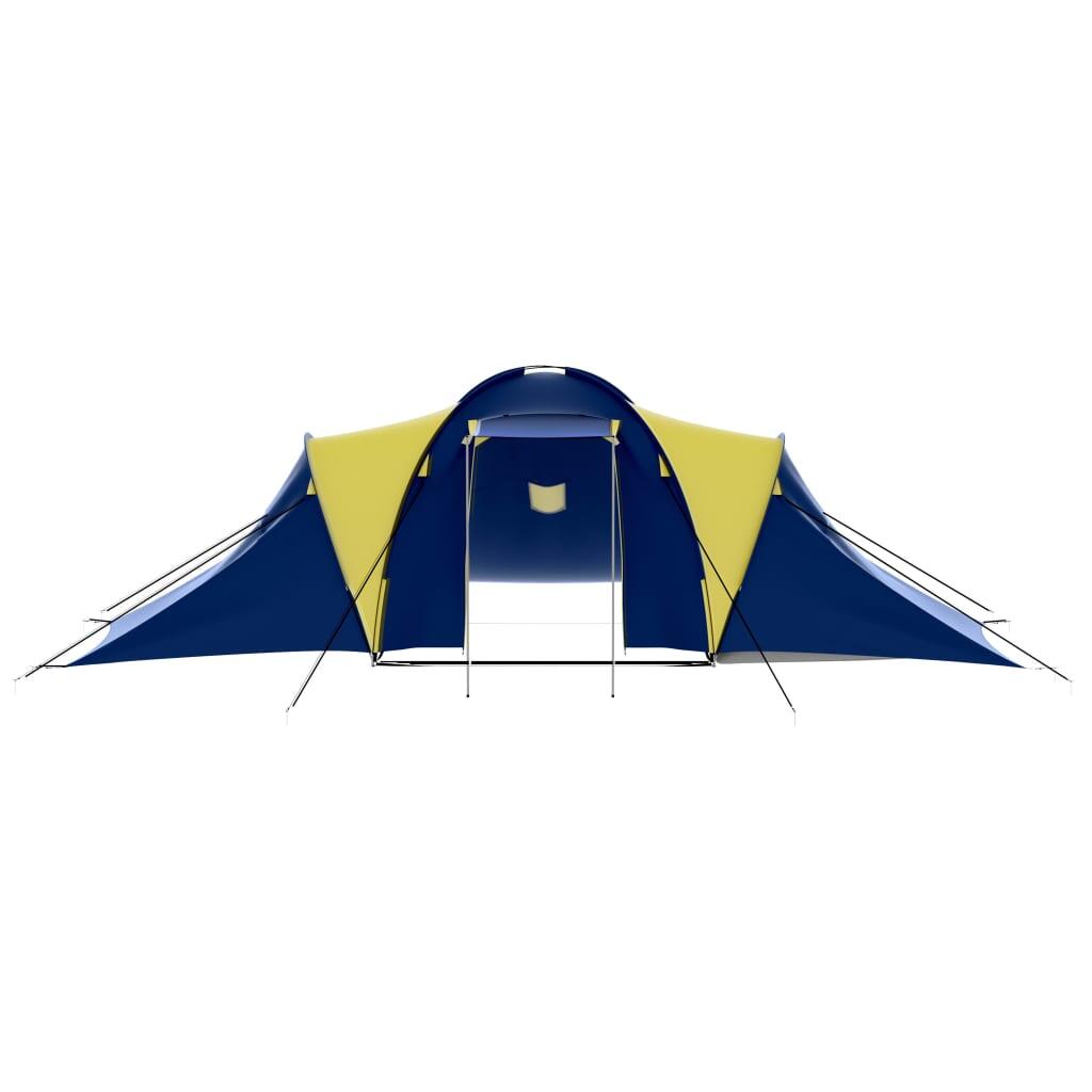 Gran carpa Vidaxl de 9 personas en azul y amarillo 2/7
