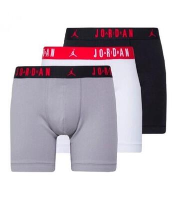 Tre boxer uomo jordan flight cotton stretch - nero/bianco/grigio