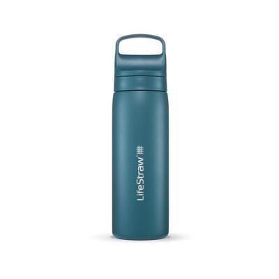 Waterfilterfles go 2.0 laguna teal rvs geïsoleerd 500 ml - blauw