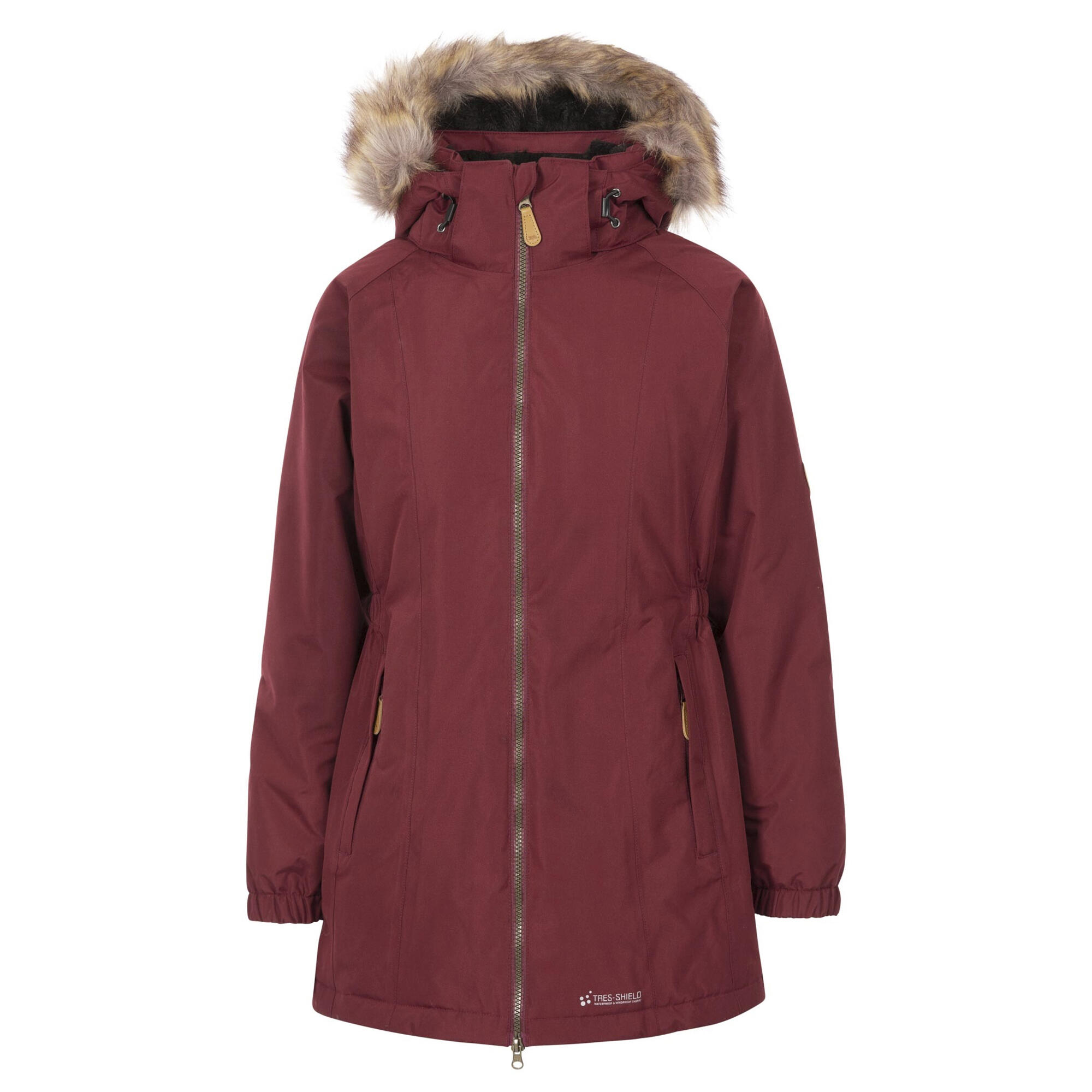 TRESPASS Dames Celebrity Geïsoleerd Extra Lange Parka Jas (Donkere kers)