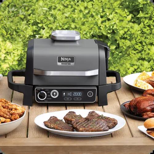 Grătar electric cu funcție de afumare Ninja Woodfire, 2400 W, 7 funcții, Gri 4/8