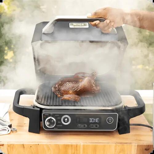 Grătar electric cu funcție de afumare Ninja Woodfire, 2400 W, 7 funcții, Gri 7/8