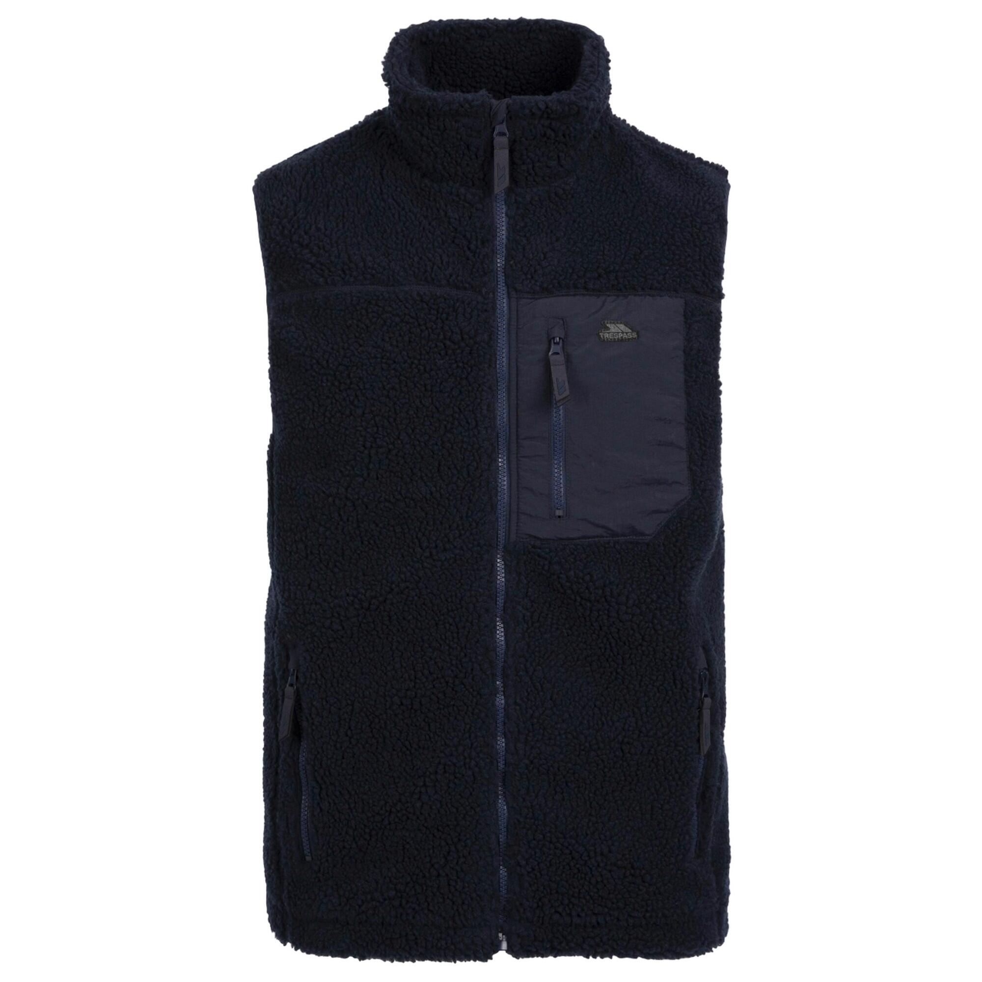 TRESPASS Mens Buckless Fleece Gilet (Navy)