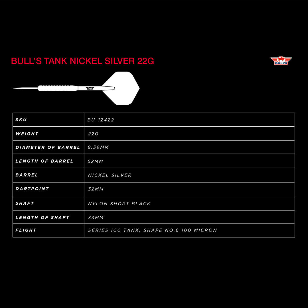 Fléchettes Bull's Tank Nickel Silver Steeltip 6/6