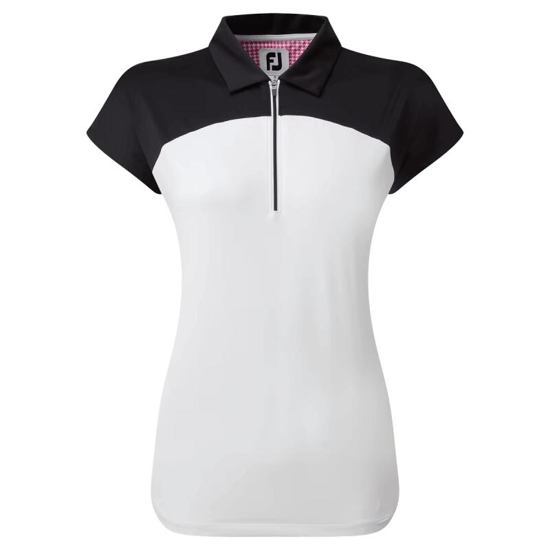 FOOTJOY Dames Golf Polo Footjoy Cap Sleeve Bloc Nayy Wit Maat S
