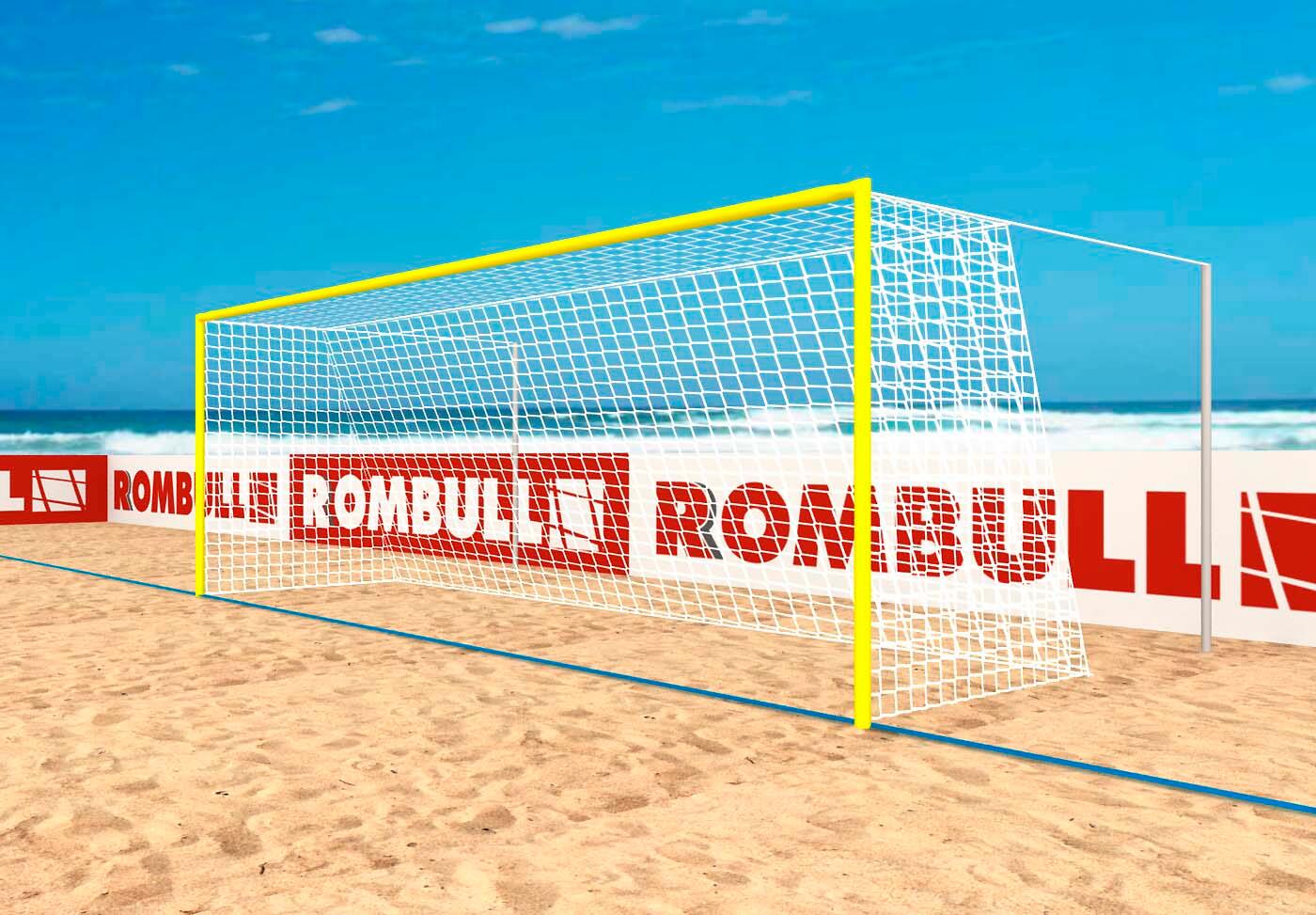 Set di 2 reti da calcio da spiaggia 4 mm con maglia 120 mm blu 3/3