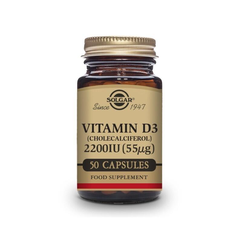 SOLGAR Vitamina D3 2200 UI (55 ?g) (Colecalciferol) 50 Cápsulas Vegetales