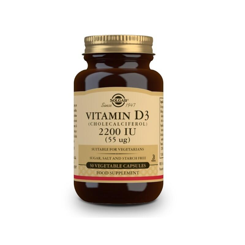 SOLGAR Vitamina D3 2200 UI (55 ?g) (Colecalciferol) 50 Cápsulas Vegetales