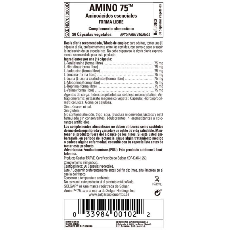 SOLGAR Amino 75 (90 Cápsulas Vegetales)