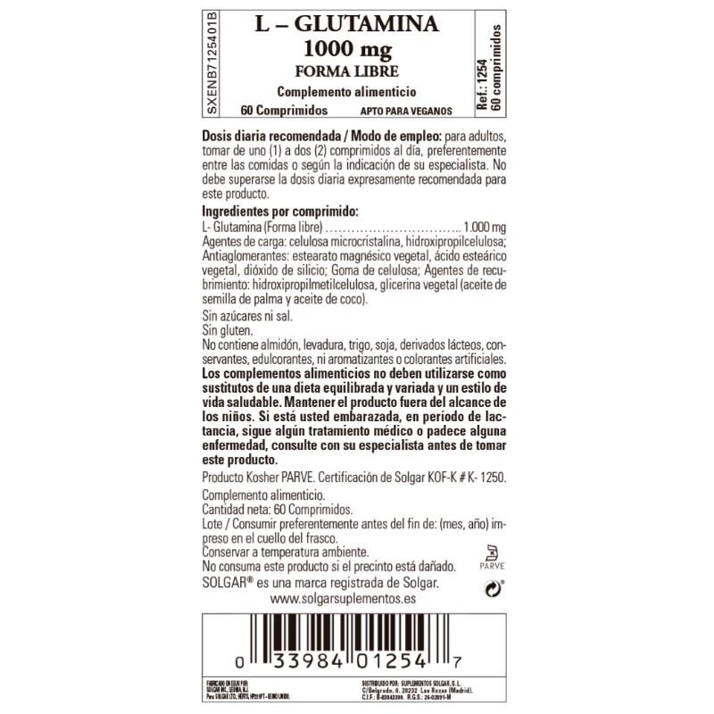 SOLGAR L-Glutamina 1000mg (60 Comprimidos)