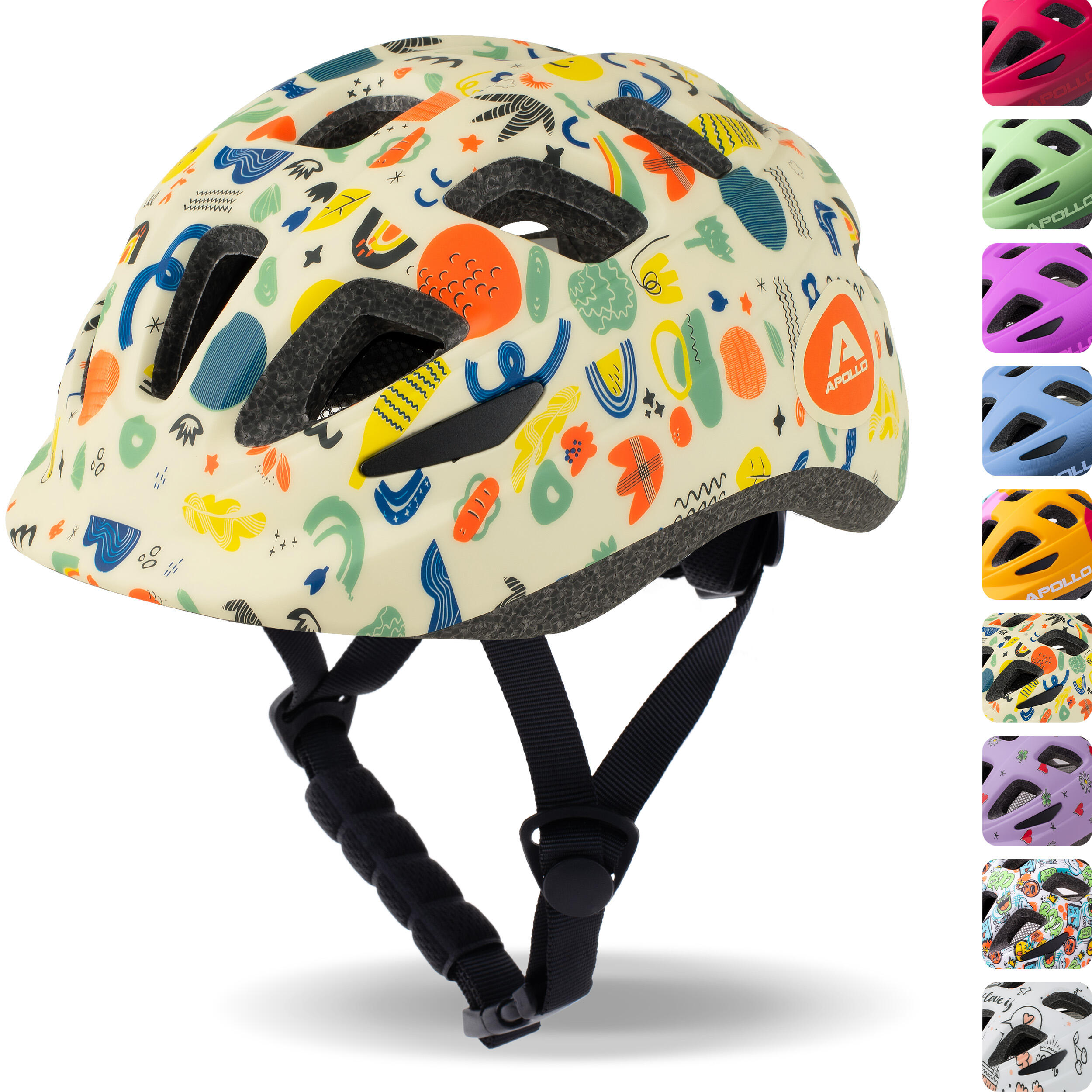 APOLLO Casco bici bimbi regolabile, Papercraft - M (51-56 cm)