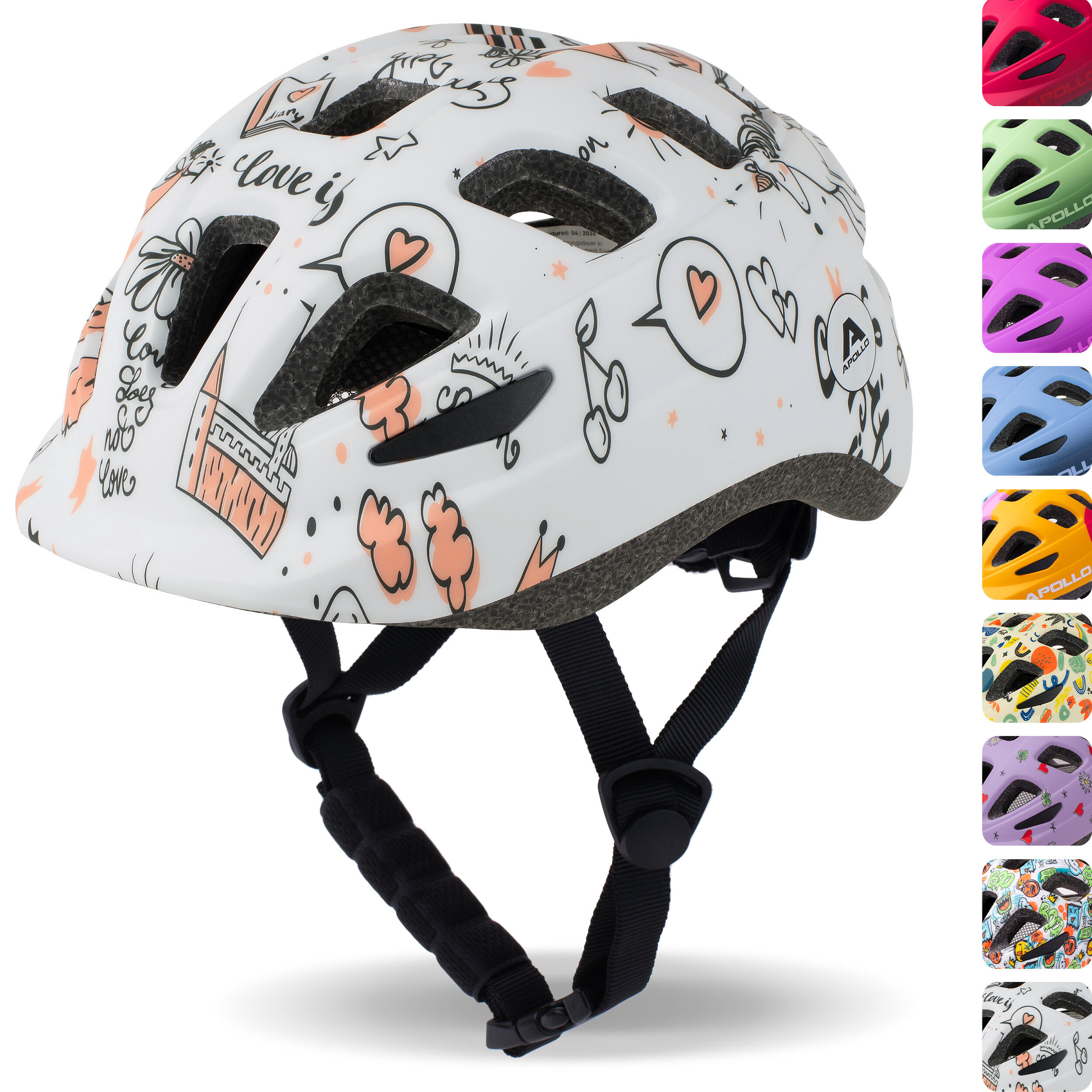 APOLLO Kinderhelm, multisport helm voor meisjes & jongens, verstelbaar, vanaf 3 jaar