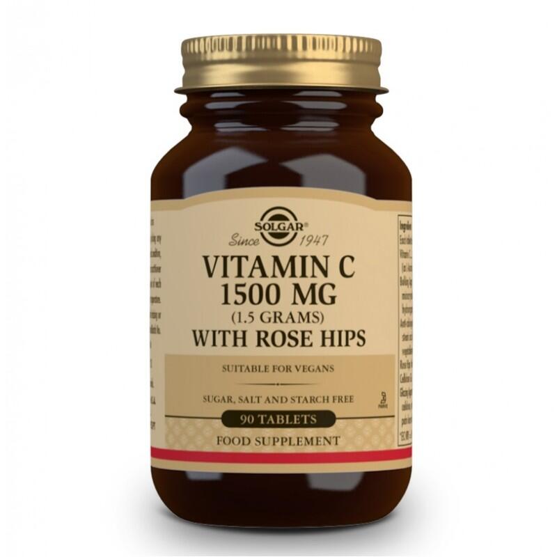 SOLGAR Vitamina C con Rose Hips (Escaramujo) 1500mg (90 Comprimidos)