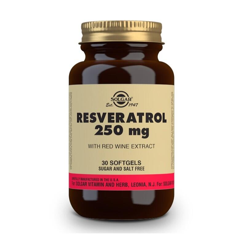 SOLGAR Resveratrol 250mg con Extracto de Vino Tinto 30 Cápsulas Blandas