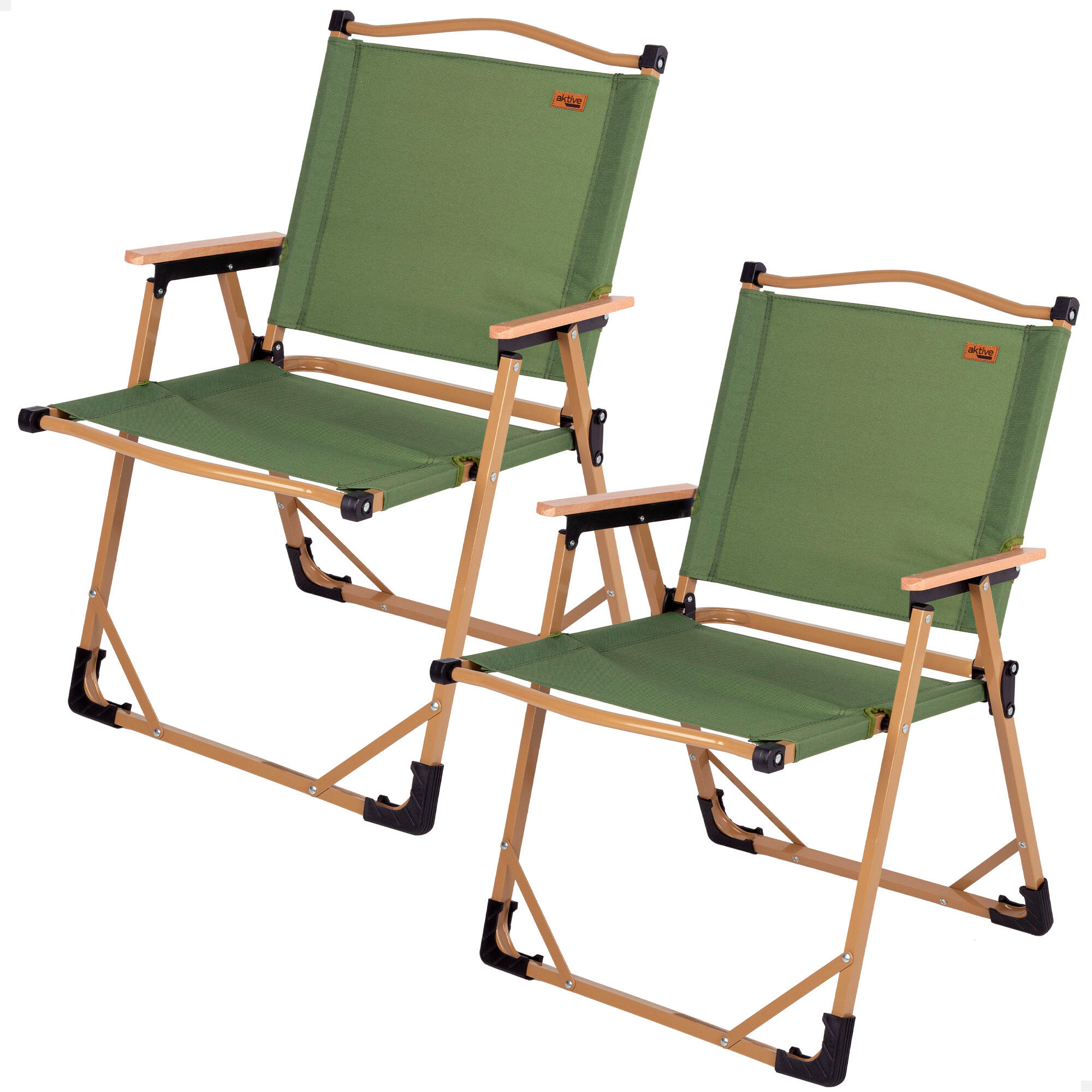 Aktive - Pack 2 Chaises Pliantes Hautes Glamping Acier Vert Aktive - Siège Pliant - Taille Unique - Decathlon