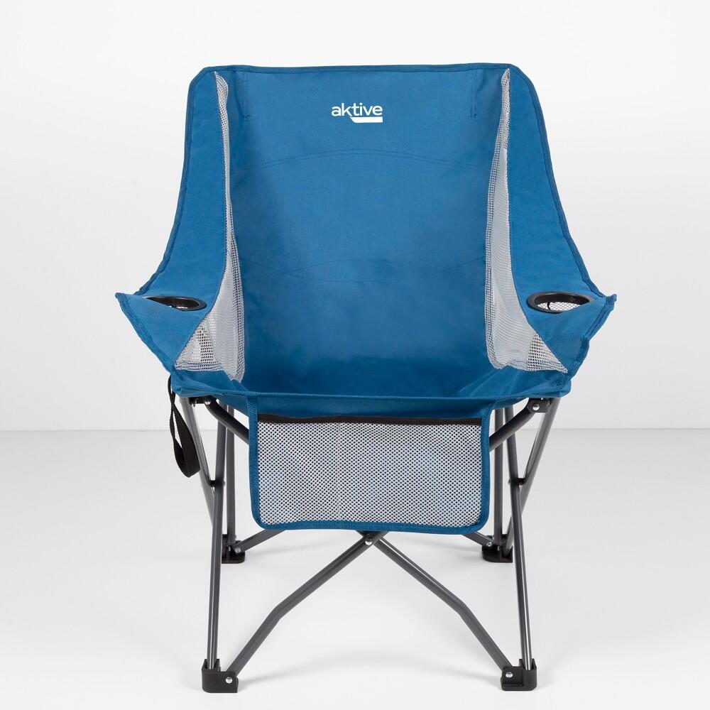 Pack da 2 sedie da campeggio pieghevoli blu con sottobicchieri e tasca Aktive 2/7