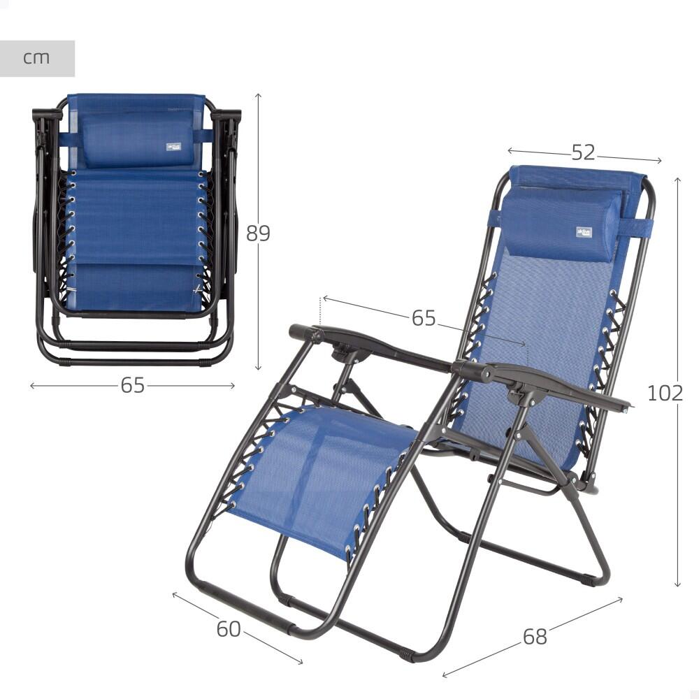 Pack de 2 chaises de jardin pliantes zéro gravité bleu 2 positions Aktive 4/7